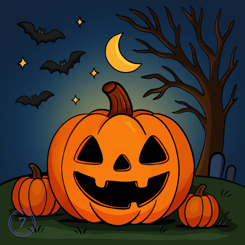 Cómo Dibujar Una Calabaza de Halloween Paso 7