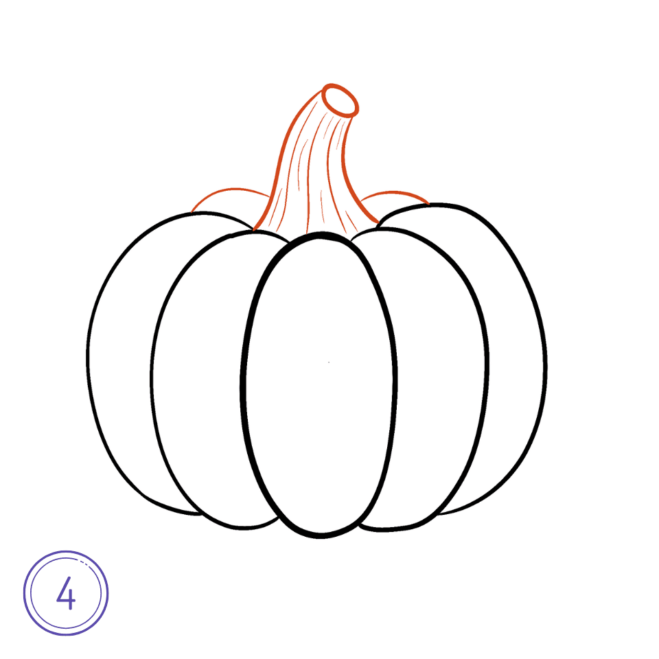 How to Draw a Pumpkin Step 4