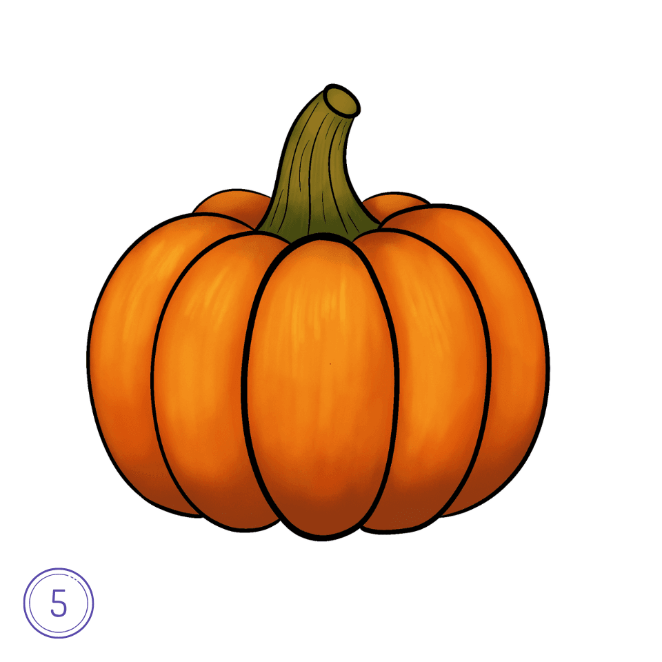 How to Draw a Pumpkin Step 5