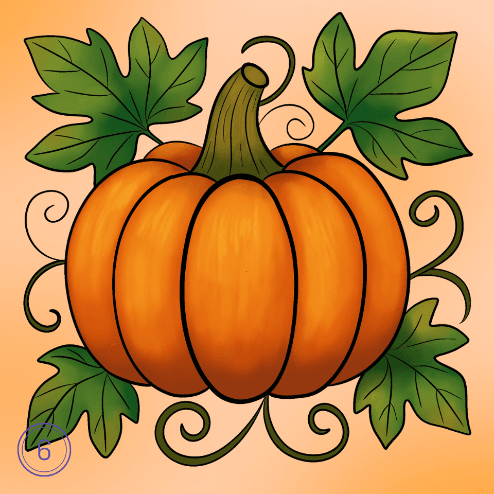 How to Draw a Pumpkin Step 6