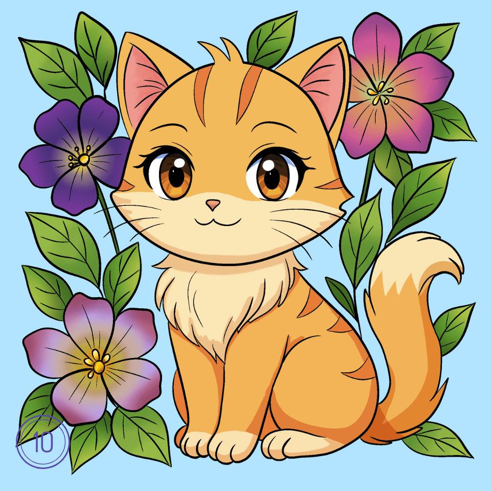 How to Draw an Anime Cat Step 10