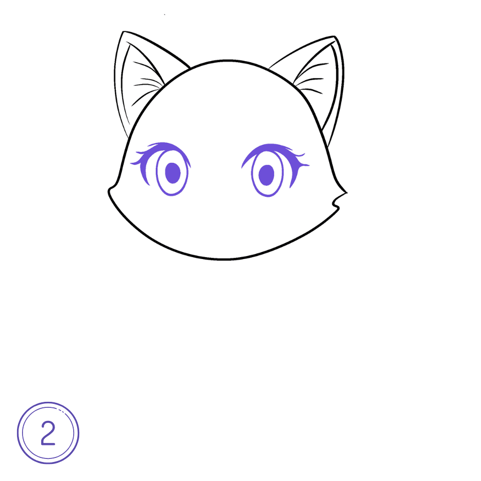 How to Draw an Anime Cat Step 2