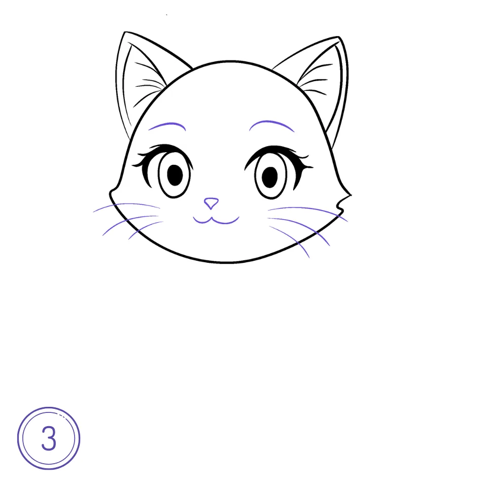 Wie man eine Anime-Katze zeichnet Schritt 3