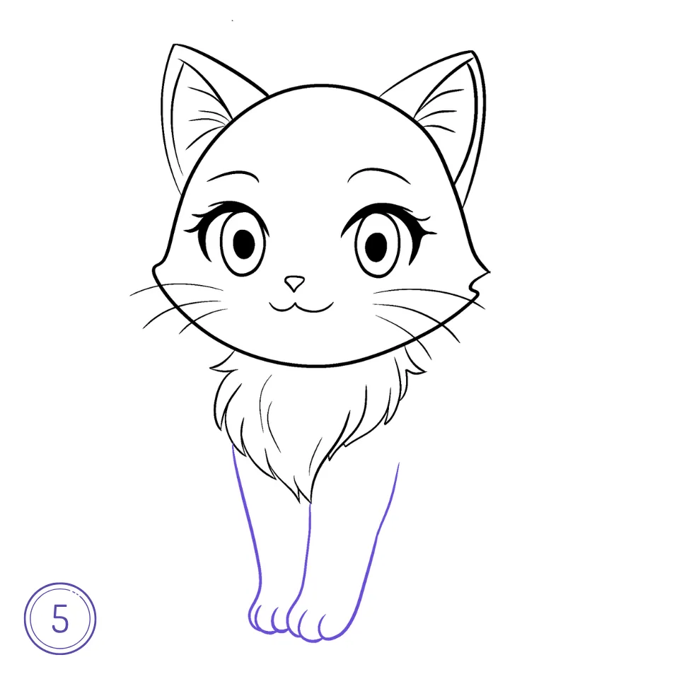 Wie man eine Anime-Katze zeichnet Schritt 5