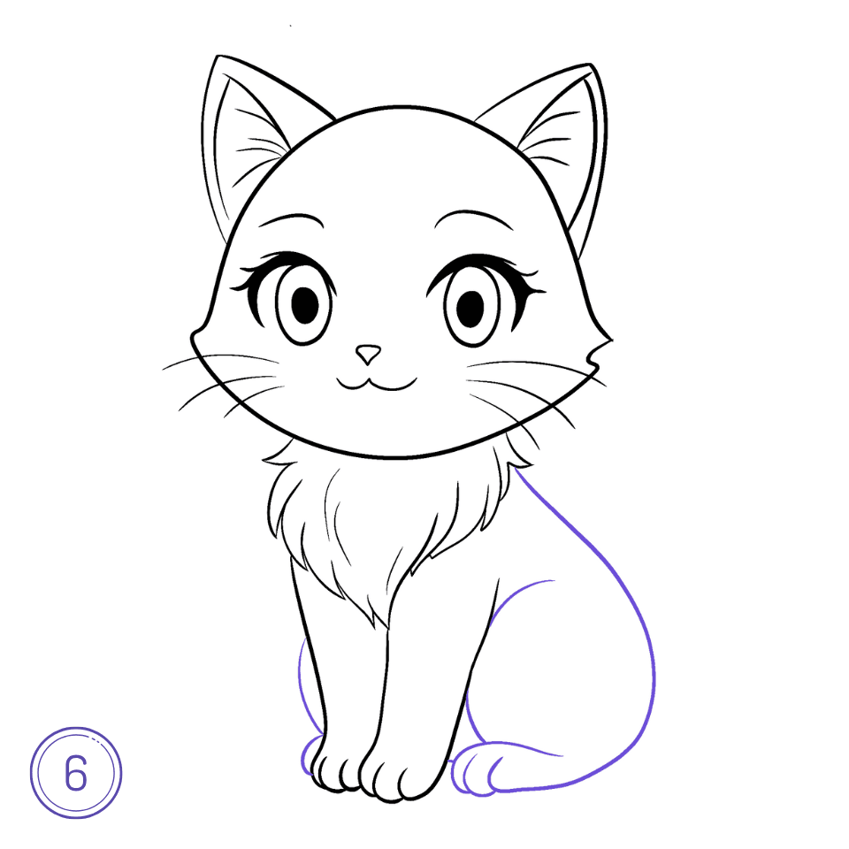 How to Draw an Anime Cat Step 6