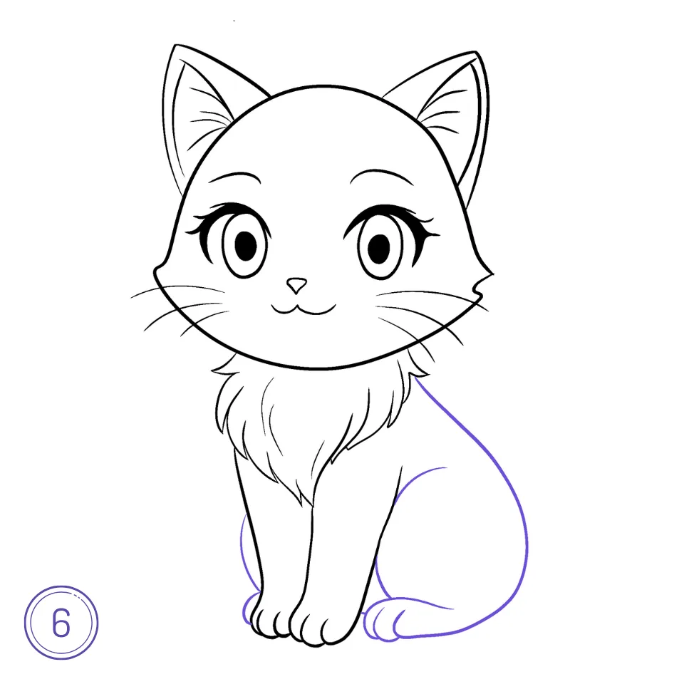 Wie man eine Anime-Katze zeichnet Schritt 6