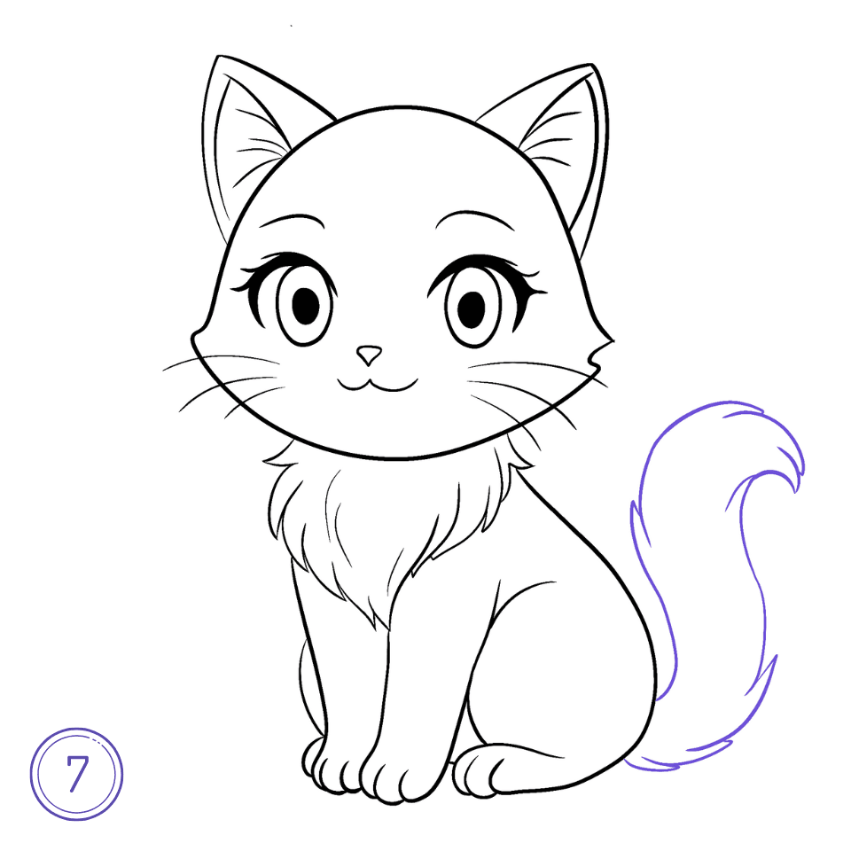 How to Draw an Anime Cat Step 7