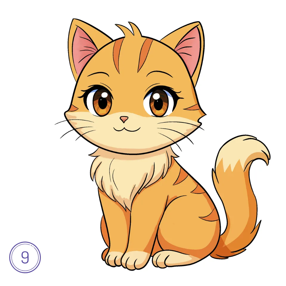 Wie man eine Anime-Katze zeichnet Schritt 9