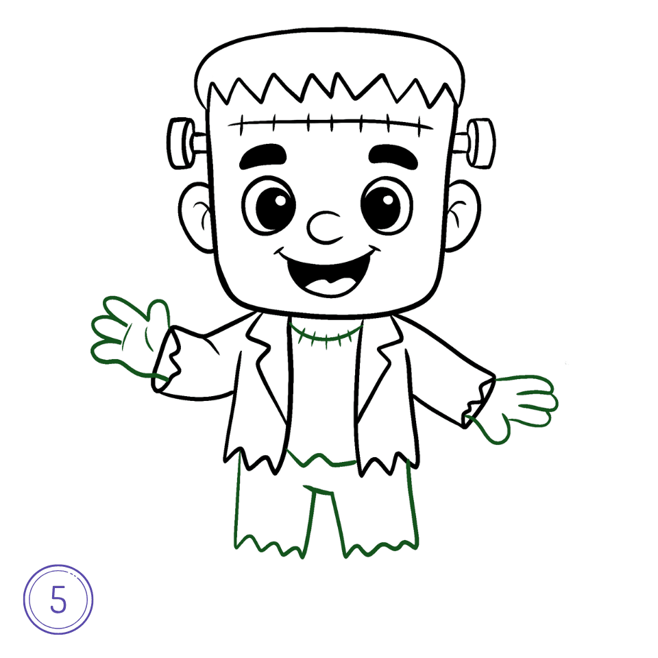 Wie man Frankenstein zeichnet Schritt 5