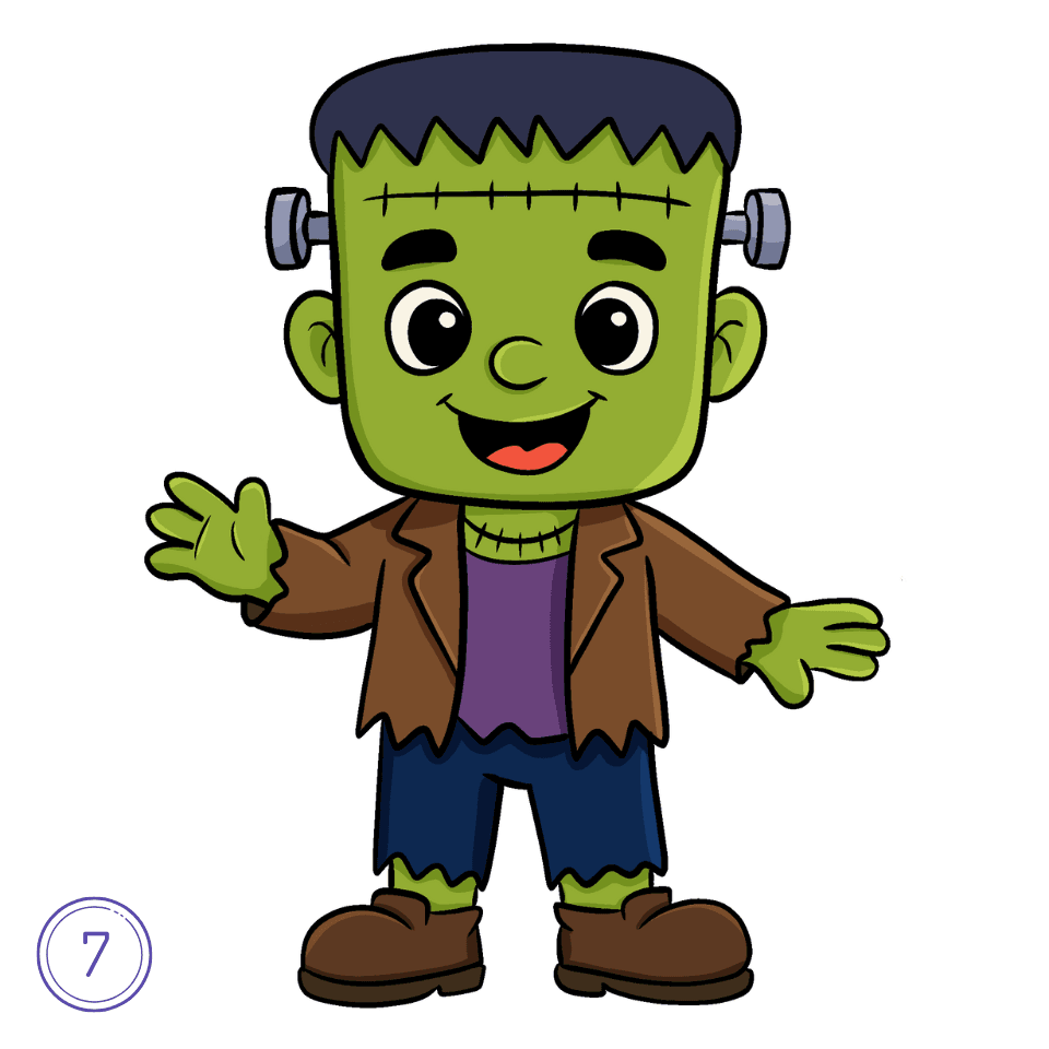 Wie man Frankenstein zeichnet Schritt 7