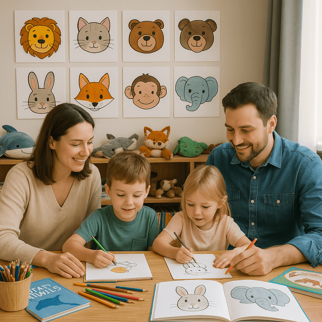 Step-by-step Animal Face Drawing for Children 10