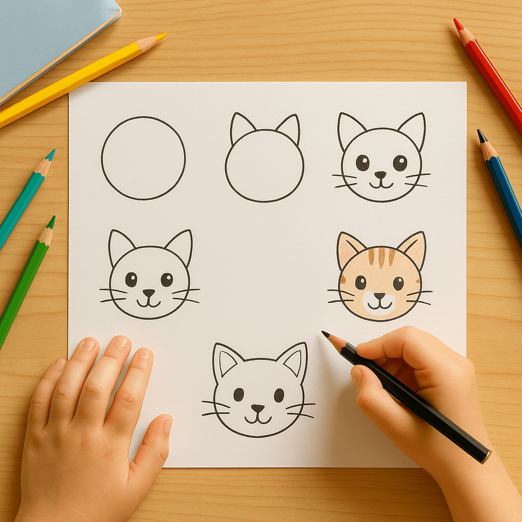 Step-by-step Animal Face Drawing for Children 4