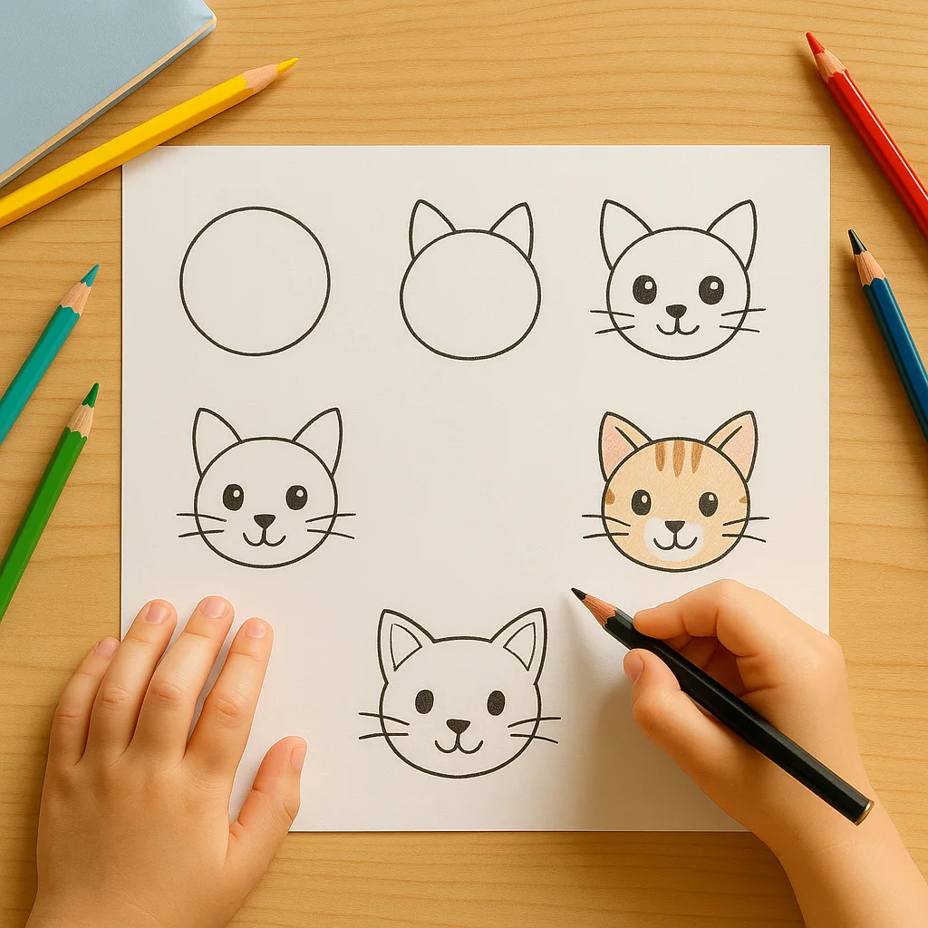 Stap-voor-stap Dierengezicht Tekenen Voor Kinderen: Eenvoudige Tutorials  Voor Leuk Leren | Mimi Panda, image size:1024x1024