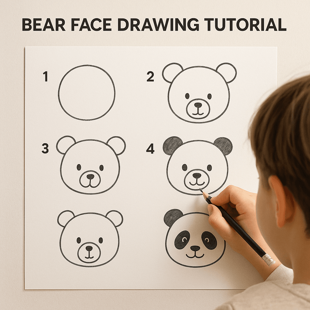 Step-by-step Animal Face Drawing for Children 5