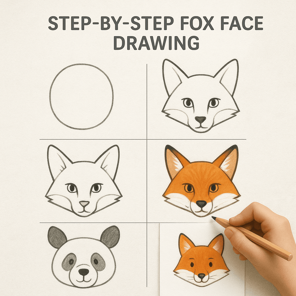 Step-by-step Animal Face Drawing for Children 8