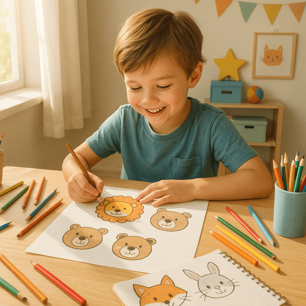 Step-by-step Animal Face Drawing for Children