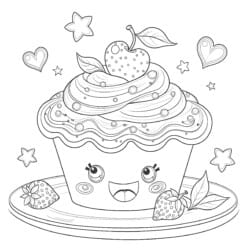 Cup Cake Coloring Sheet - Printable Coloring page