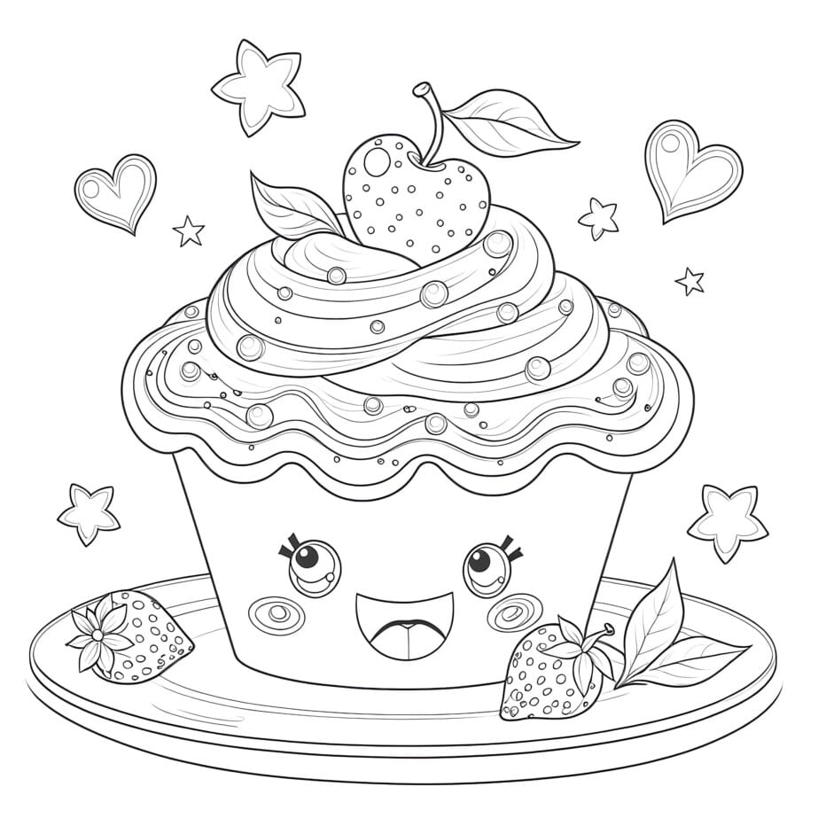 Cup Cake Coloring Sheet