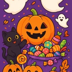 Sevimli Cadılar Bayramı Boyama Sayfaları - Orijinal görüntü