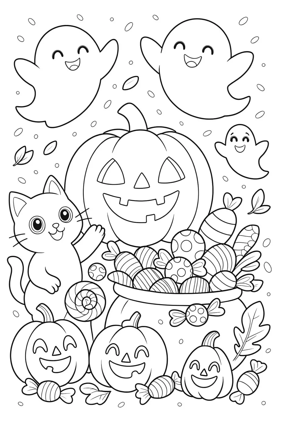 Páginas Para Colorear De Halloween Lindas