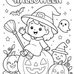 Cute Halloween Pictures To Color - Printable Coloring page