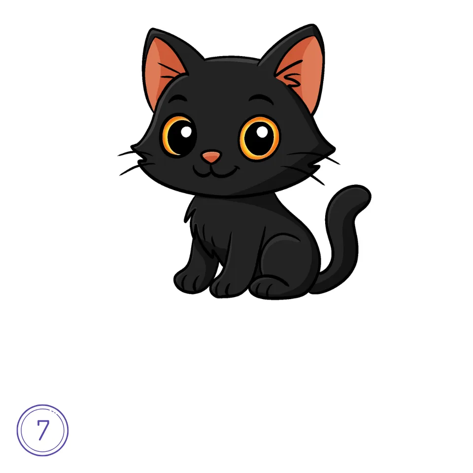How to Draw a Halloween Cat Step 7