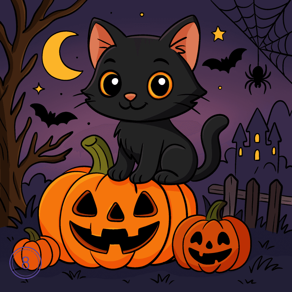 Cómo Dibujar un Gato de Halloween Paso 8