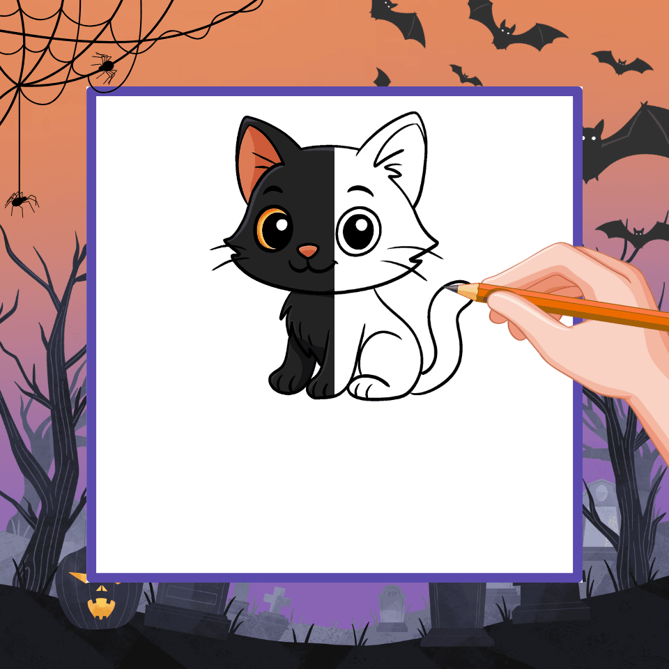 Cómo Dibujar un Gato de Halloween