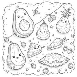 Avocado Coloring Page - Printable Coloring page