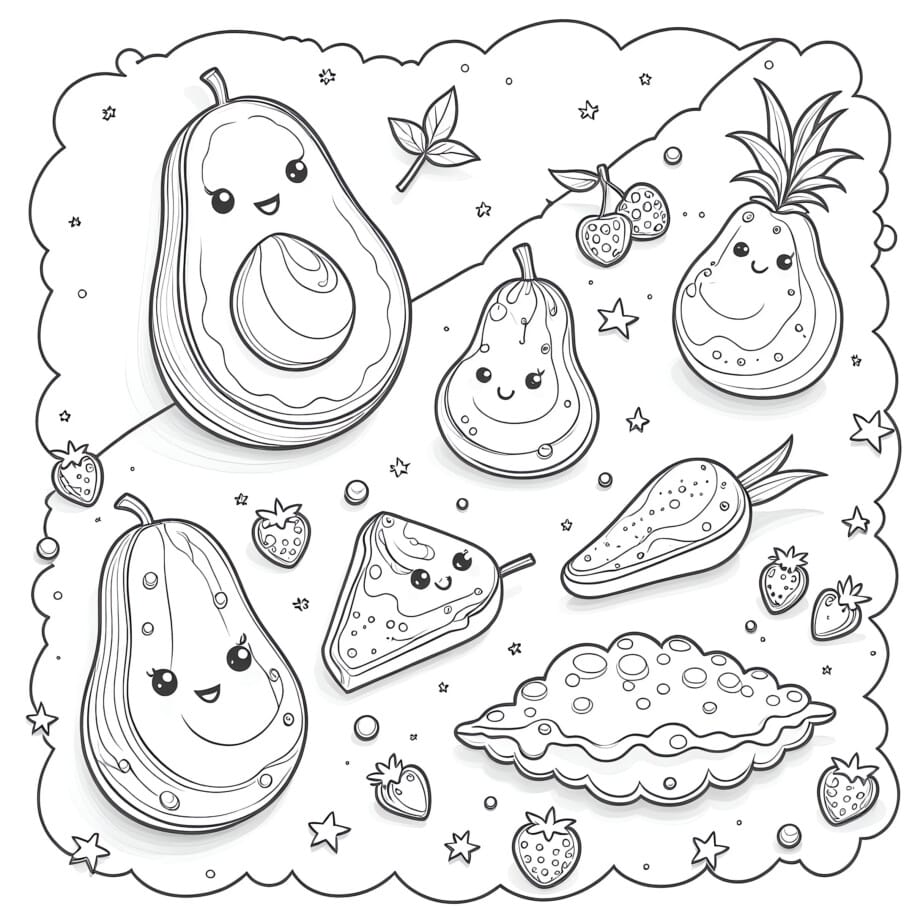 Avocado Coloring Page