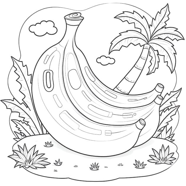 Banana Coloring Page | Coloring Pages Mimi Panda