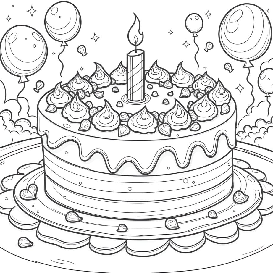 Birthday Cake Color Page