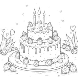 Birthday Cake Color Sheet - Printable Coloring page