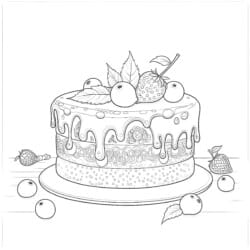 Cake For Coloring - Printable Coloring page