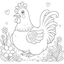 Chicken Coloring - Printable Coloring page