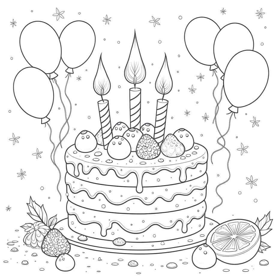 Coloring Book Birthday Cake