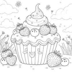 Cup Cake Coloring - Printable Coloring page