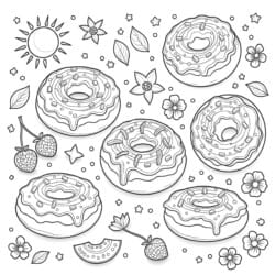 Donut Coloring - Printable Coloring page