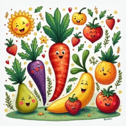 Coloring Page Fruits And Vegetables - Origin image