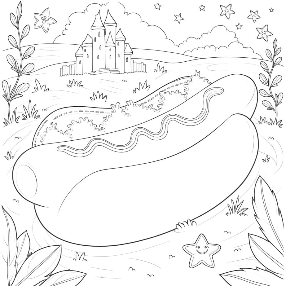 Hot Dog Coloring Page