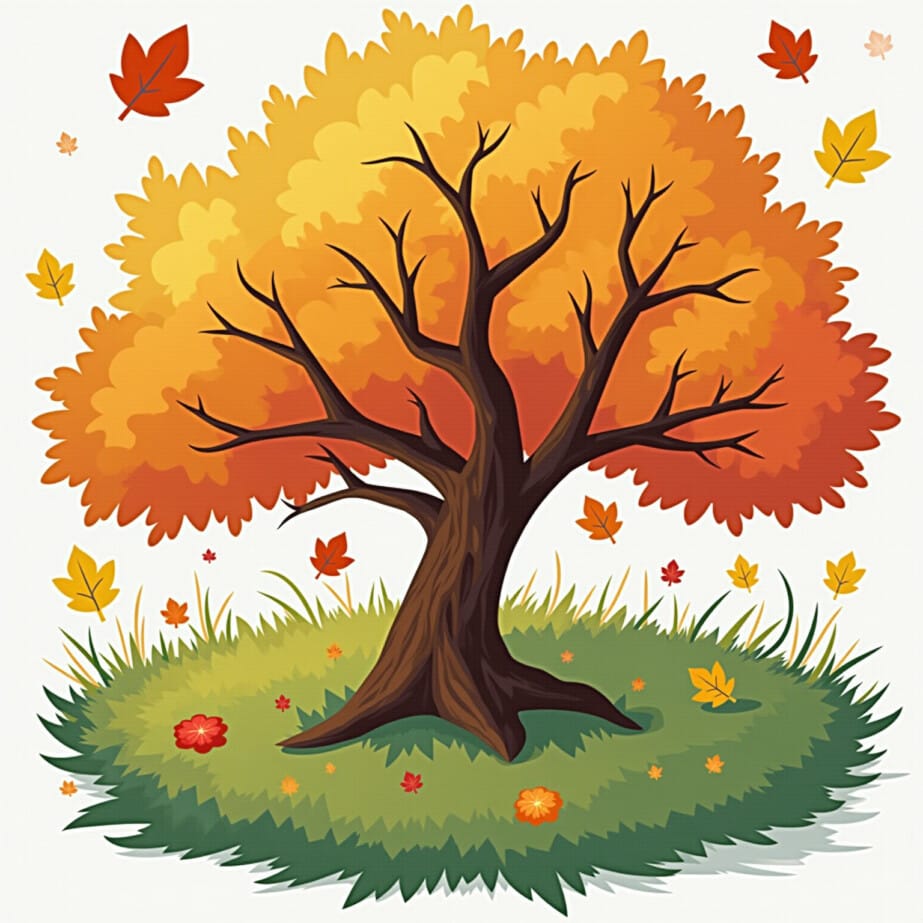 Fall Tree Coloring Page 2