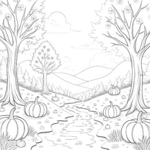 Happy Fall Coloring Page | Coloring Pages Mimi Panda