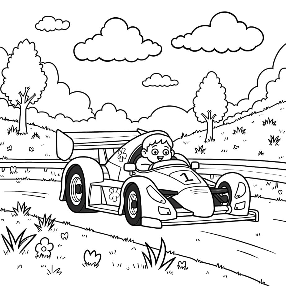 Racing Car Coloring Sheet