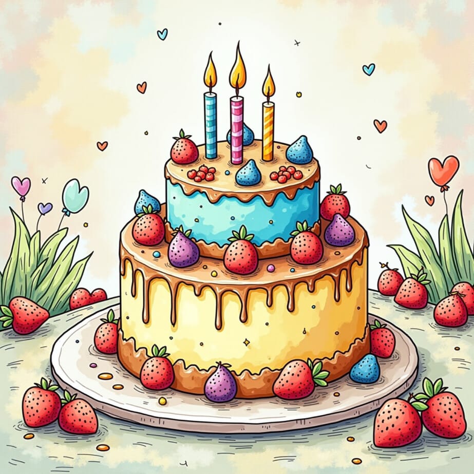 Birthday Cake Color Sheet 2