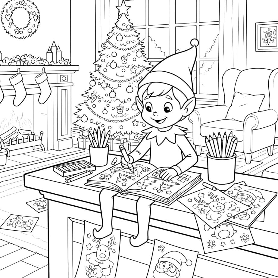 Elf On The Shelf Colouring