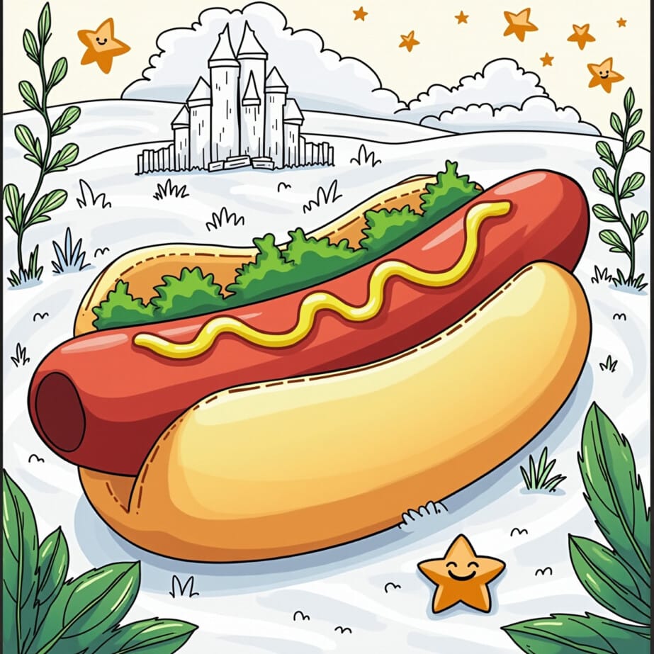 Hot Dog Coloring Page 2