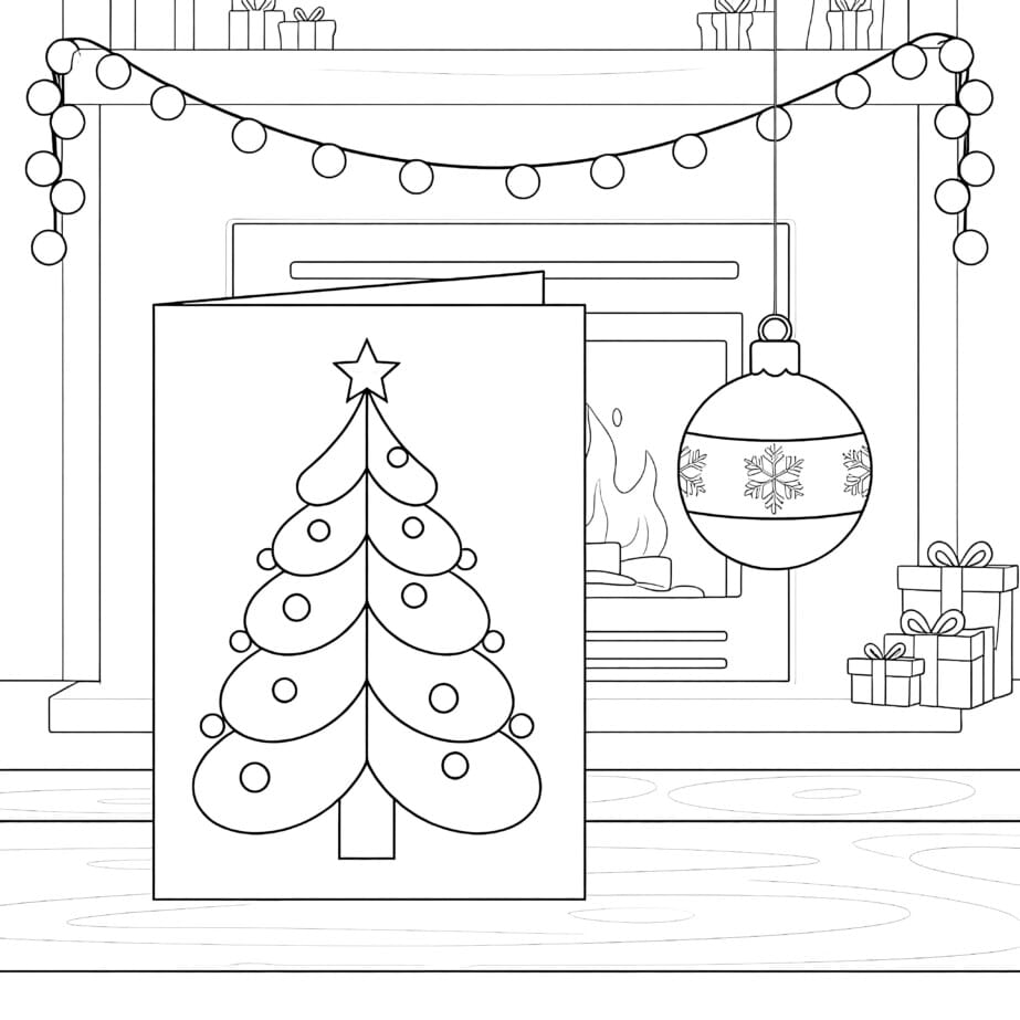 Christmas Card Coloring Page