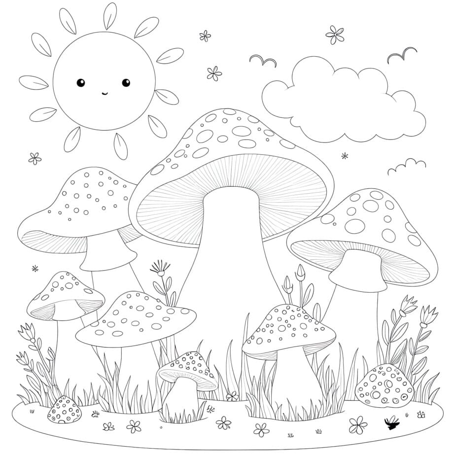 Mushrooms Coloring Sheets