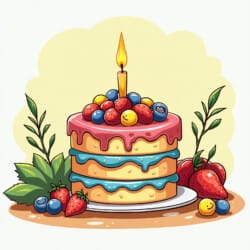 Cake Drawing With Color - Origin image