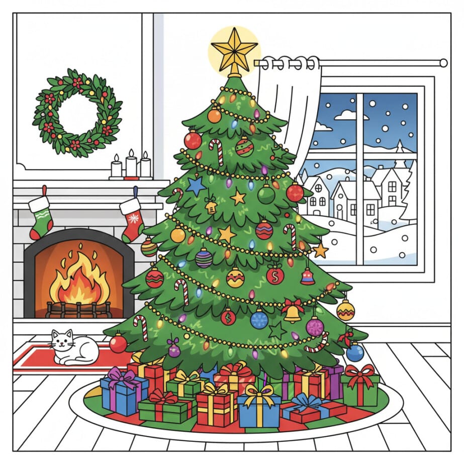 Xmas Tree Coloring Page 2